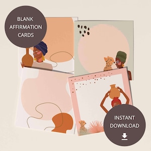 Printable square blank note cards in boho style. Write affirmations, journal prompts & quotes. Sticky notes, flash cards, post it notes.