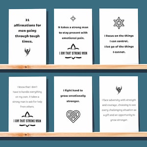 Words of affirmation for men. Male positive affirmations. Masculine affirmation cards. Encouragement quotes for men.