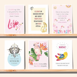 16 positive morning affirmations. Printable affirmation cards. Gratitude notes. Law of attraction. Manifestation oracle deck.