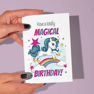 Have a Totally Magical Birthday Card, Printable Unicorn Card for Kids. Last Minute Print at Home Greeting Card. Unique Kids Gift.