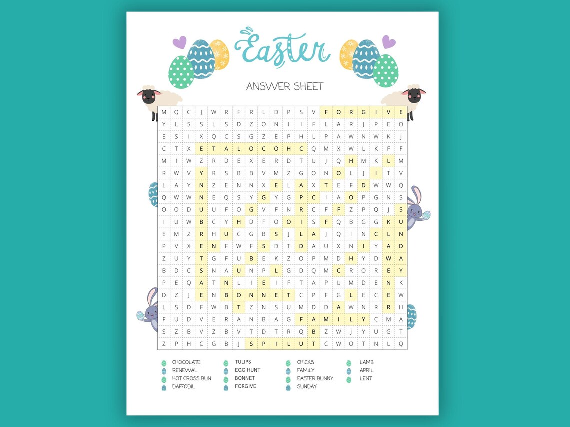 Printable Easter Word Search for Kids (PDF) - Etsy