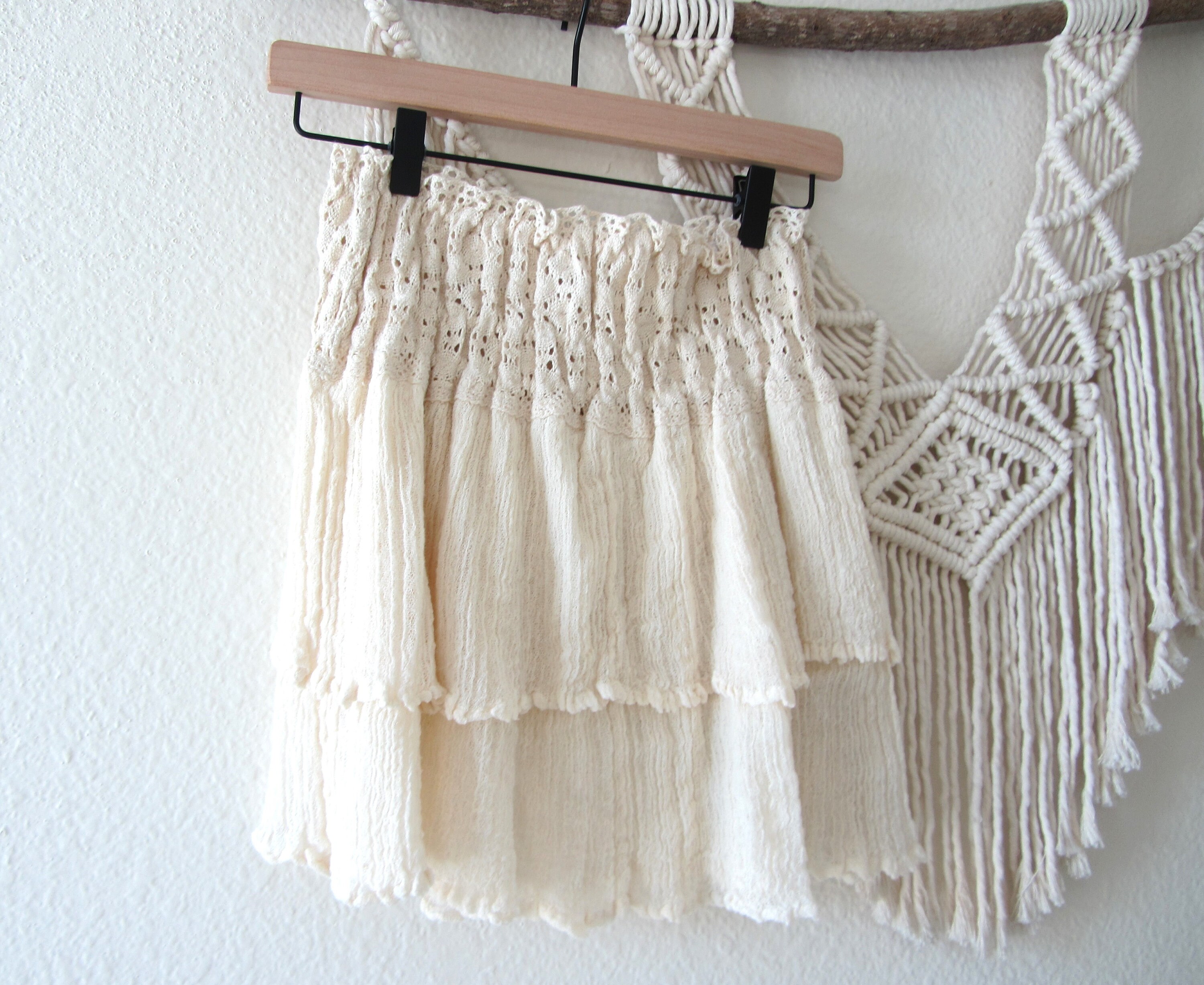 New Ruffles Mex Mexican Raw 100% Cotton Gauze Ruffle Made in Mexico New Old Stock 16 ...
