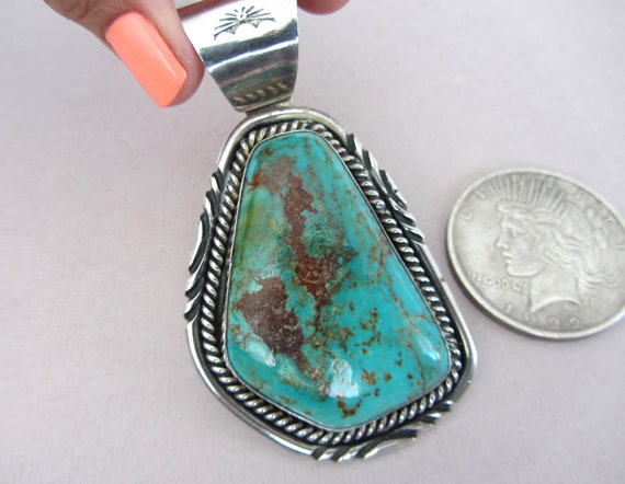 Amazing! Navajo Coin Native American Jewelry Silver Vivid Blue Royston Turquoise Sterling Necklace Amazing! Navajo Coin Native American Jewelry Silver Vivid Blue Royston Turquoise Sterling Necklace