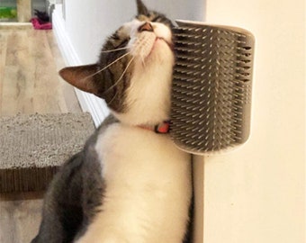 Katzen Groomer Self Brush Corner mit Katzenminze - Katzenbürste zur Wandmontage