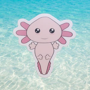 Pink Axolotl Vinyl Sticker | Waterproof | Dishwasher Safe | Weatherproof | Cute Kawaii Die‑Cut Decal | Laptop Water Bottle Sticker