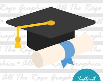 Graduation Cap & Diploma | Instant Digital Download | png jpg svg pdf | Graphic Image | Clip Art | Clipart | Image File | Vector File