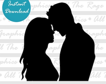 Silhouette Couple  | Instant Digital Download | png jpg svg pdf | Graphic Image | Clip Art | Clipart | Image File | Vector File