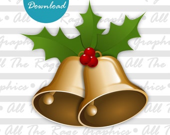 Christmas Bells | Instant Digital Download | png jpg pdf | Graphic Image | Clip Art | Clipart | Image File