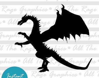 Dragon Silhouette | Instant Digital Download | png jpg svg pdf | Graphic Image | Clip Art | Clipart | Image File