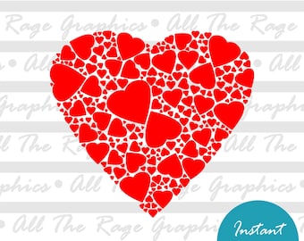 Red Heart Made Of Hearts | Instant Digital Download | png jpg svg pdf | Graphic Image | Clip Art | Clipart | Image File | Vector File