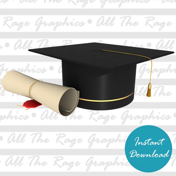 Graduation Cap & Diploma | Instant Digital Download | png jpg svg pdf | Graphic Image | Clip Art | Clipart | Image File