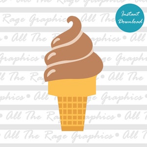 Chocolate Ice Cream Cone | Instant Digital Download | png jpg svg pdf | Graphic Image | Clip Art | Clipart | Image File