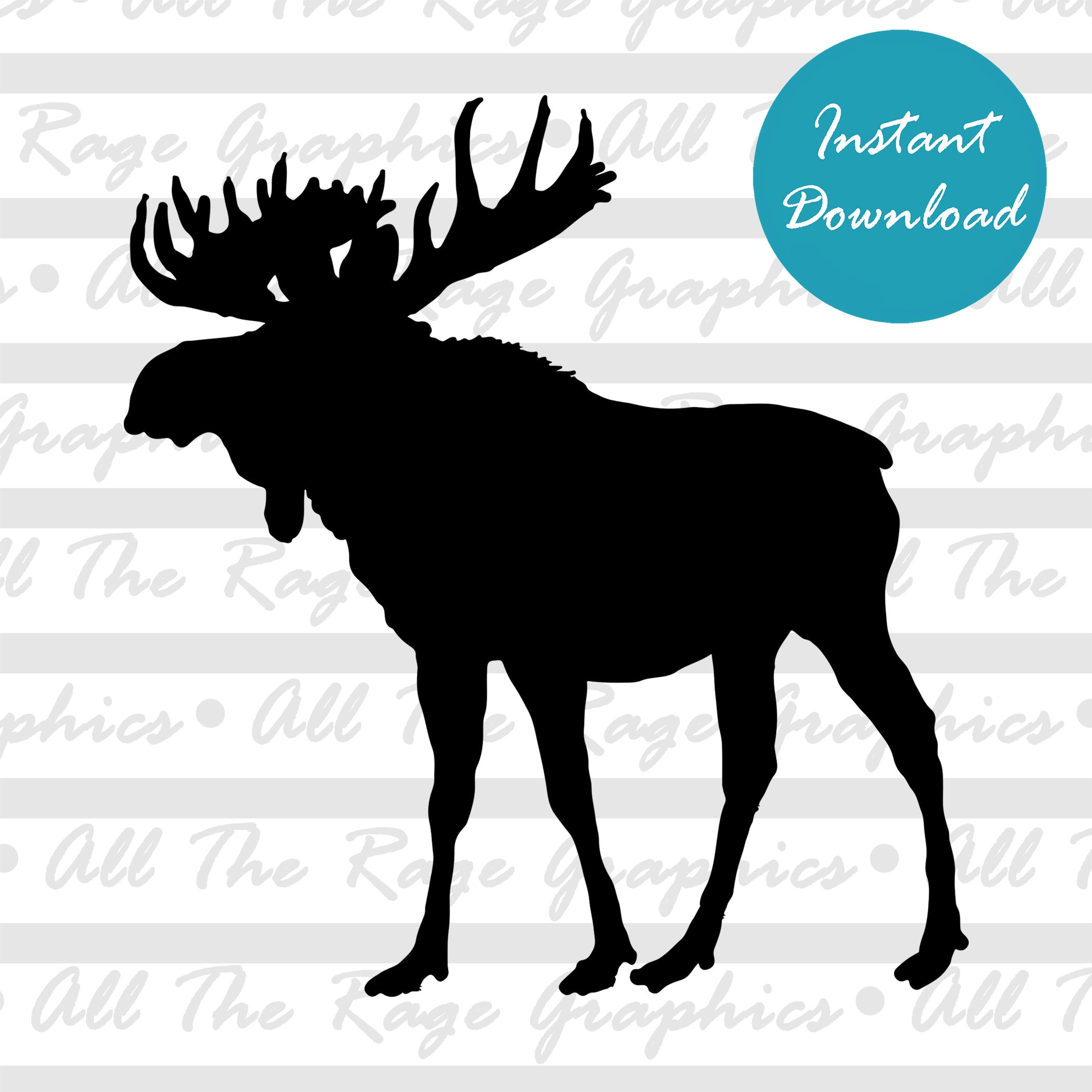 Moose Silhouette | Instant Digital Download | png jpg svg pdf | Graphic Image | Clip Art | Clipart | Image File