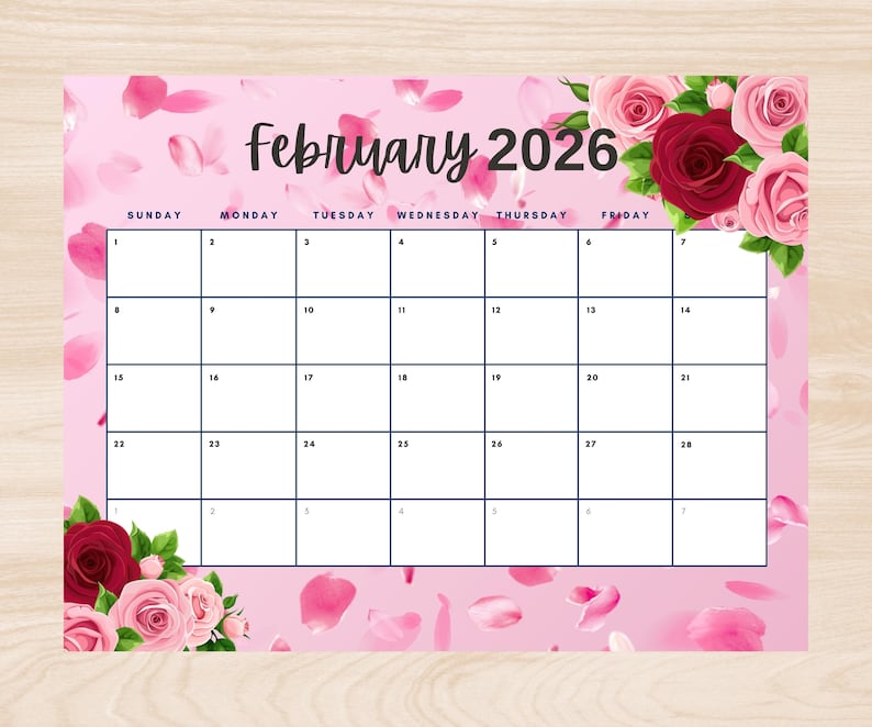 February 2026 Printable Monthly Calendar | Instant Digital Download ...