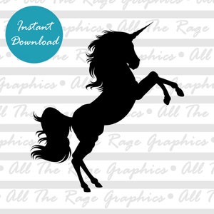 Unicorn Silhouette | Instant Digital Download | png jpg svg pdf | Graphic Image | Clip Art | Clipart | Image File