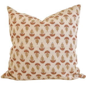 Indian Block Print Pillow Cover - Dusty Earth and Ochre