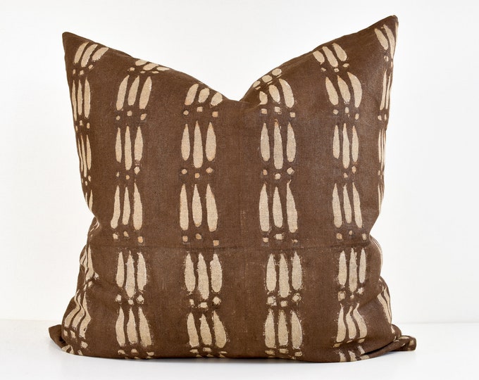 Indian Block Print Pillow Cover Earth Brown Etsy