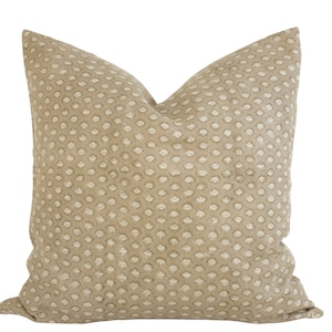 Indian Block Print Pillow Cover - Beige/Tan Blossom