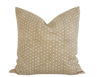 Indian Block Print Pillow Cover - Beige/Tan Blossom
