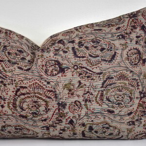 Indian Block Print Pillow Cover Blue Gray, Olive, Rust image 9