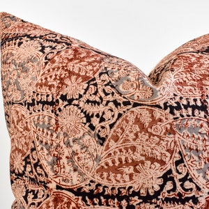 Indian Block Print Pillow Cover Black, Rust, Terra Cotta, Gray image 4