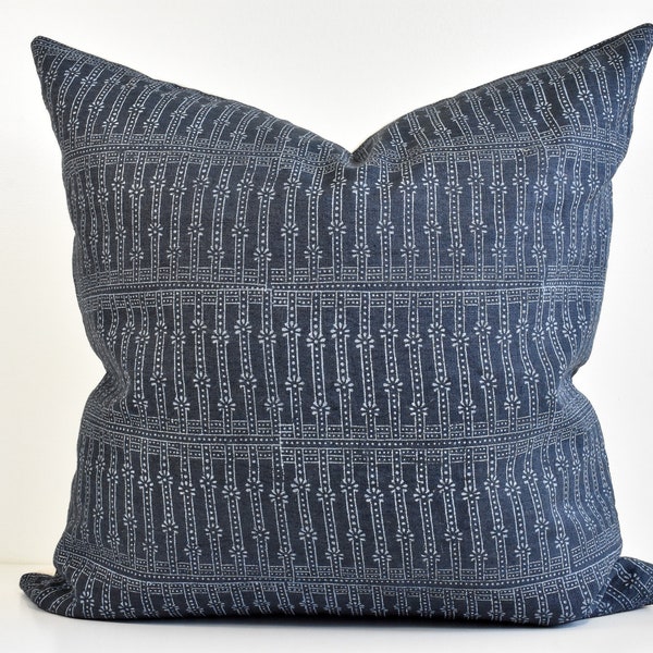 Indigo Patchwork Mustard Seed Pillow