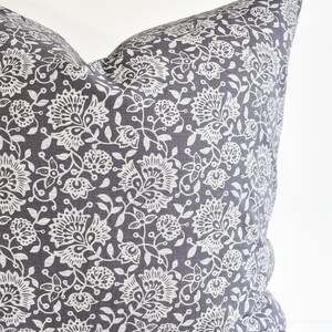 Hmong Floral Block Print Pillow Cover Blue Gray image 4