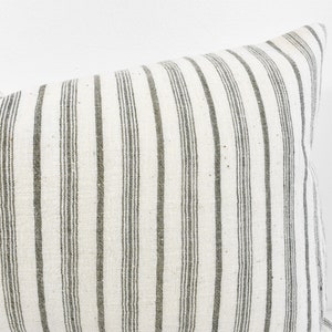 Hmong Organic Woven Pillow Cover Charcoal Multi Stripe image 8