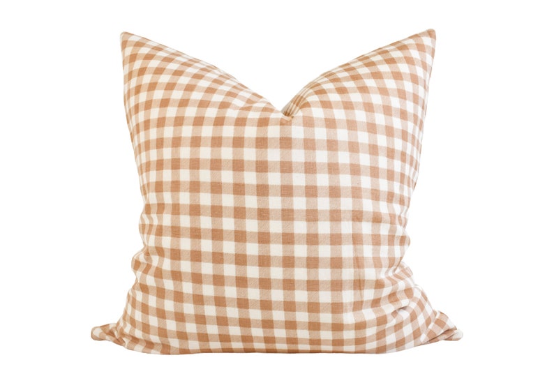 Hmong Organic Woven Pillow Cover Clay Gingham image 1