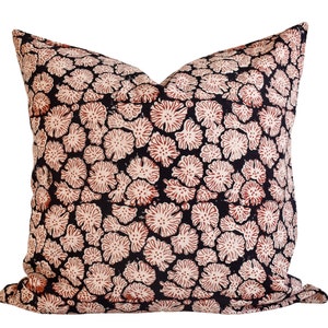 Indian Block Print Pillow Cover - Black, Beige, Rust