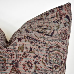 Indian Block Print Pillow Cover Blue Gray, Olive, Rust image 10