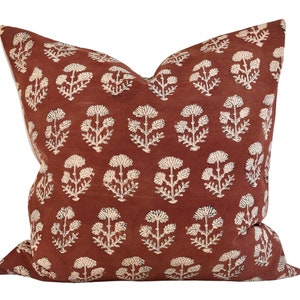 Indian Block Print Pillow Cover - Rust