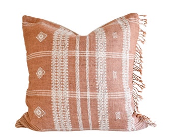 Indian Woven Bhujodi Pillow Cover - Dusty Rose