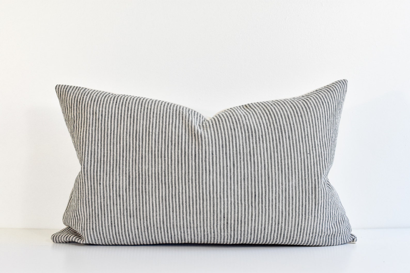 Linen Pillow Cover Charcoal Pinstripe Etsy