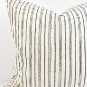 Hmong Organic Woven Pillow Cover Charcoal Multi Stripe image 5