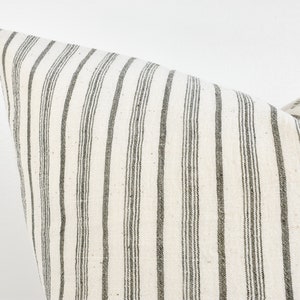 Hmong Organic Woven Pillow Cover Charcoal Multi Stripe image 6