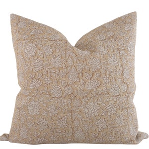 Indian Block Print Pillow Cover - Faded Terra Cotta Floral