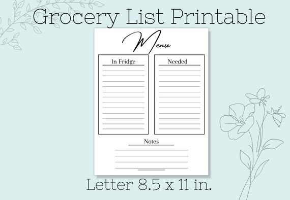 Grocery List Printable - Etsy