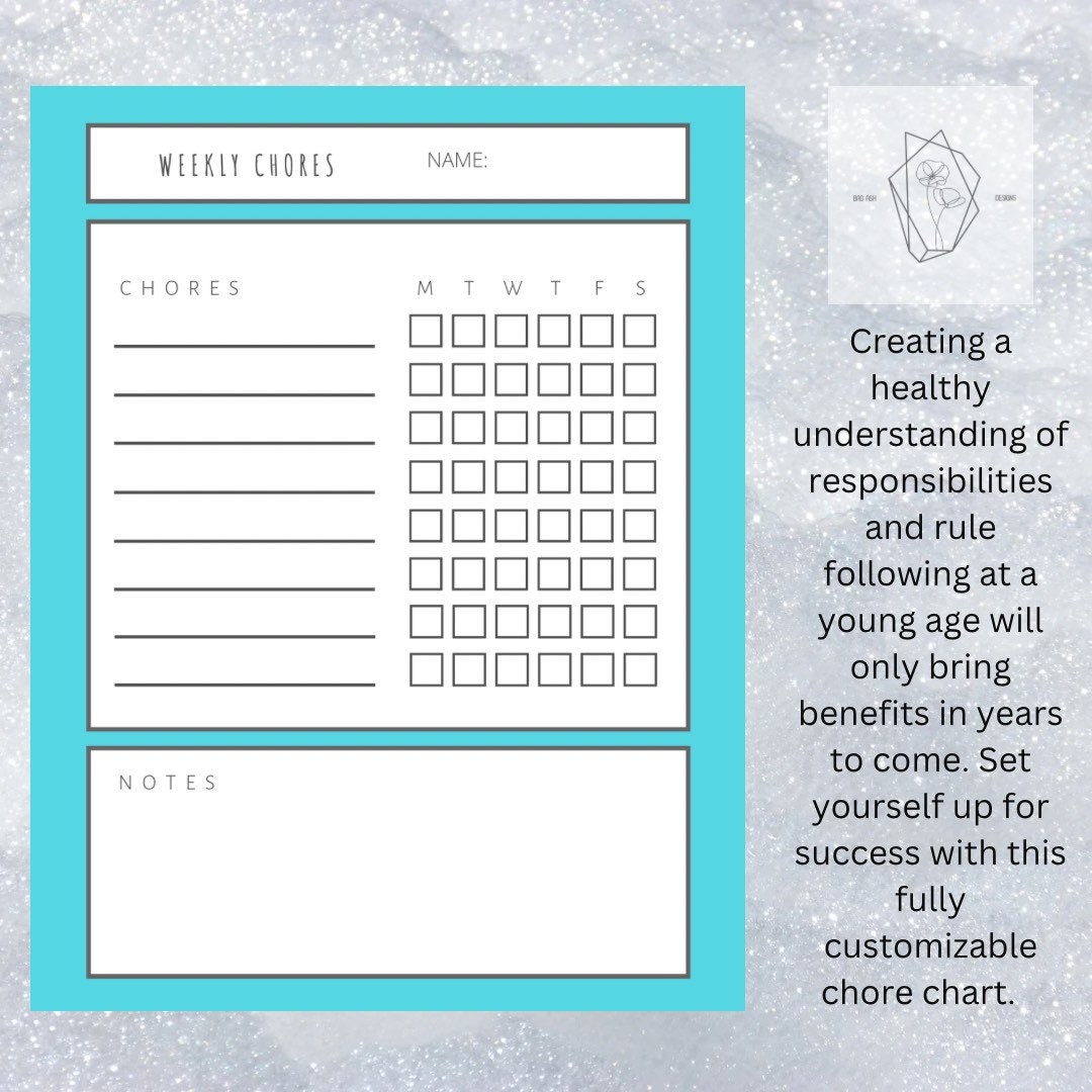 Printable Chore Chart - Etsy