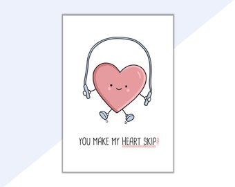 Funny Anniversary Card | Cute Anniversary Gift | Happy Valentines Day Card | Funny Valentines Day Card | Heart Skip
