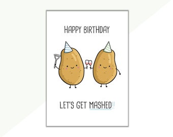 Potato Birthday Card | Drinking Birthday Card | Alcohol Birthday Card | Funny Birthday Card | Rude Birthday | Smashed | Mash