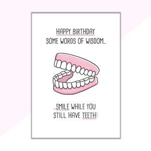 carte d'anniversaire de fausses dents | Carte d'anniversaire drôle | carte d'anniversaire grossière | Fausses dents
