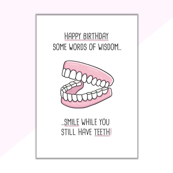 False Teeth Birthday Card | Funny Birthday Card | Rude Birthday Card | False Teeth