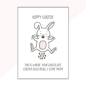 Frohe Ostern Karte | Lustige Osterkarte | Rude Ostern Karte | Kaninchendung | Schokoeier