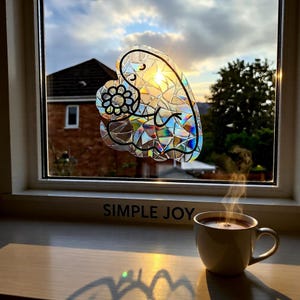 Flower Ghost Rainbow Sun Catcher Sticker Window Film Spooky Suncatcher Halloween Decal Room Ornament Home Decoration Birthday Gifts Kids Her