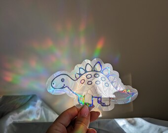 Stegosaurus Dinky Dinosaur Rainbow Sun Catcher Sticker Window Film Suncatcher Decal Nursery Room Ornament Home Decoration Birthday Gift Kids