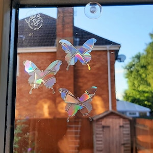 Butterfly Rainbow Suncatcher Sticker Pack 16 Pieces x 2&quot; Sun Catcher Window Film Decal Car Accessories, Valentines Gift for Her, Kids