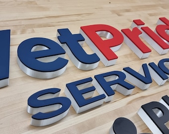 Totally Custom 2 Color 3D Indoor Sign Letters. 1/2 Inch Thick, Any Font, Size or Color! Our 2 Color Indoor 3D Sign Letters Make An Impact!