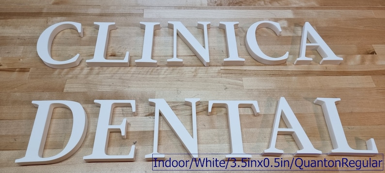 White indoor letters 3.5in tall 0.5in thick