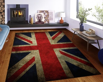 Hand Drawn UK Flag London Building Area Rugs Bedroom Rug Living Room Floor Mat 